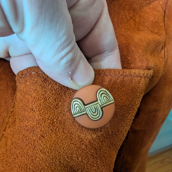 📼🇨🇦 Awesome Vintage Danier Orange Suede Jacket With Retro Buttons - Large - Picture 8 of 13